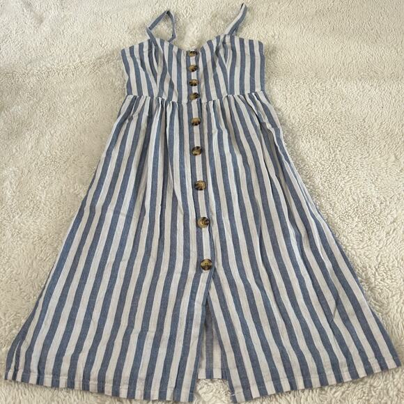 Abercrombie & Fitch Blue/ White Linen Blend Button Maxi Dress Women’s Size SP - Picture 1 of 6